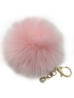 Amiley Fluffy Faux Rabbit Fur Ball Charm Pom Pom Car Keychain Handbag Key Ring
