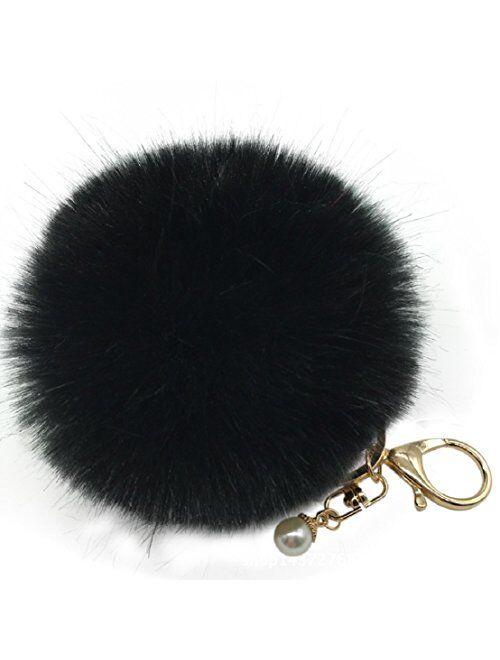 Amiley Fluffy Faux Rabbit Fur Ball Charm Pom Pom Car Keychain Handbag Key Ring