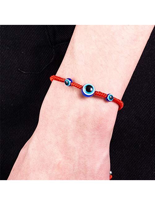 Evil Eye Hamsa Hand String Kabbalah Bracelets for Protection and Luck Hand-Woven Black Cord Thread Friendship Bracelet