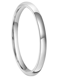 Crownal 2mm 4mm 6mm 8mm 10mm Tungsten Wedding Band Ring Men Women Plain Dome Polished Size Comfort Fit Size 3 To 17