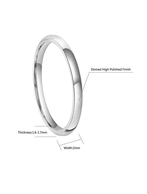 Crownal 2mm 4mm 6mm 8mm 10mm Tungsten Wedding Band Ring Men Women Plain Dome Polished Size Comfort Fit Size 3 To 17