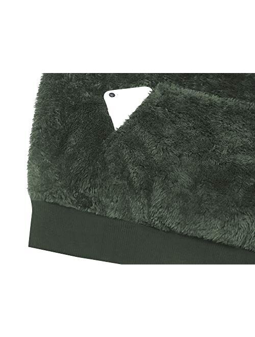 Poriff Men's Pullover Casual Double Fuzzy Pile Fleece Fluffy Hoodies