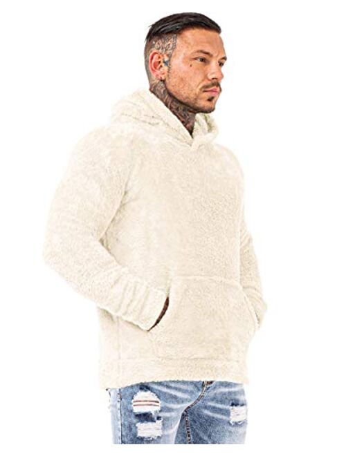 GINGTTO Men's Fuzzy Sherpa Lined Sweatshirt Fashion Pullover Fleece Fluffy Hoodies