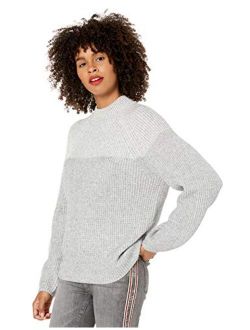 Women's Two Tone Mock Neck Sweater