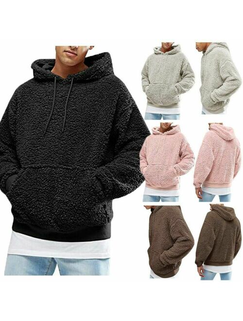 Men Long Sleeve Hooded Sweatshirt Sweater Jumper Fluffy Men's Hoodie Pullover Tops
