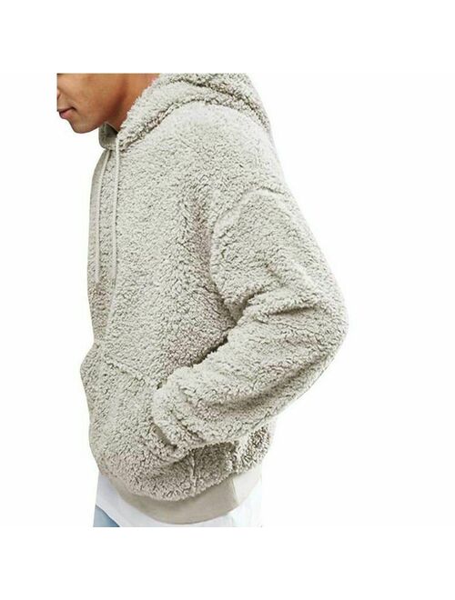 Men Long Sleeve Hooded Sweatshirt Sweater Jumper Fluffy Men's Hoodie Pullover Tops