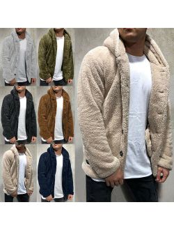 Teddy Bear Fluffy Men's Jacket Fleece Cardigan Winter Warm Hooded Jacket Hoodie Coat