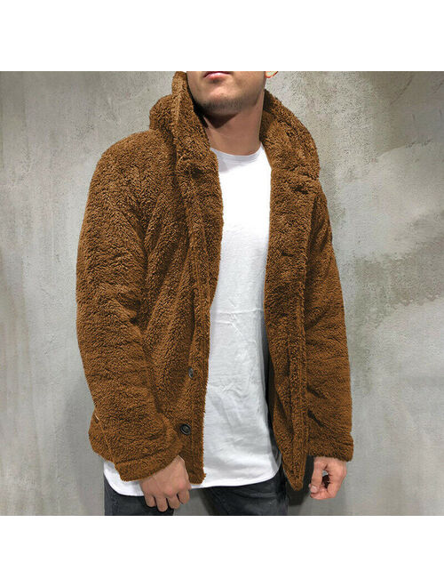 Teddy Bear Fluffy Men's Jacket Fleece Cardigan Winter Warm Hooded Jacket Hoodie Coat