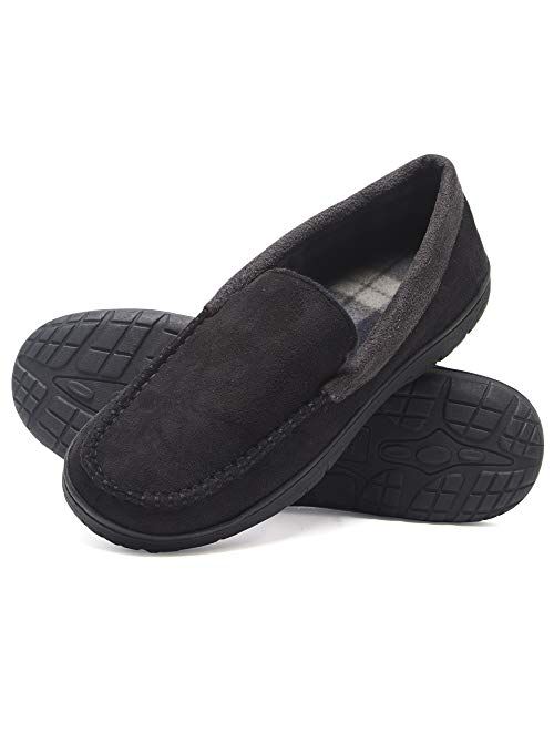 Hanes Men's Moccasin Slipper House Shoe With Indoor Outdoor Memory Foam Sole Fresh Iq Odor Protection