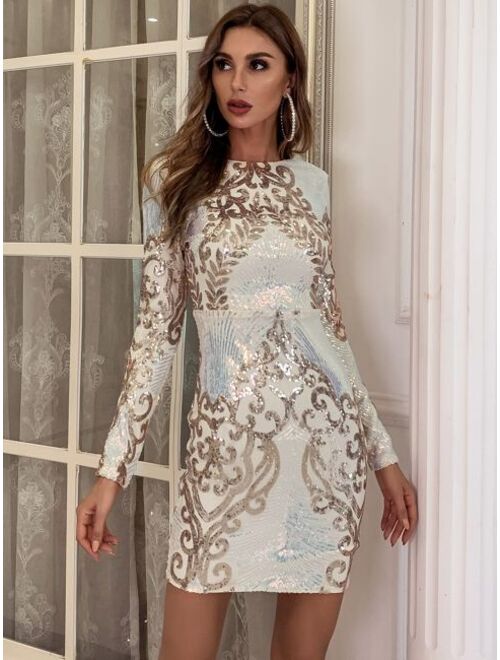 Missord Backless Sequin Embellished Prom Dress