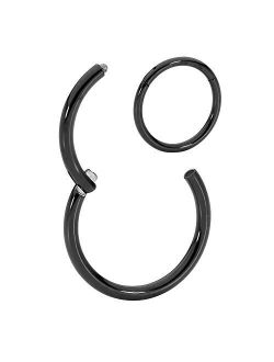 365 Sleepers Solid 316L Surgical Steel 20G-18G-16G-14G-12G-10G-8G-6G Hinged Clicker Segment Nose Ring Hoop Sold Individually