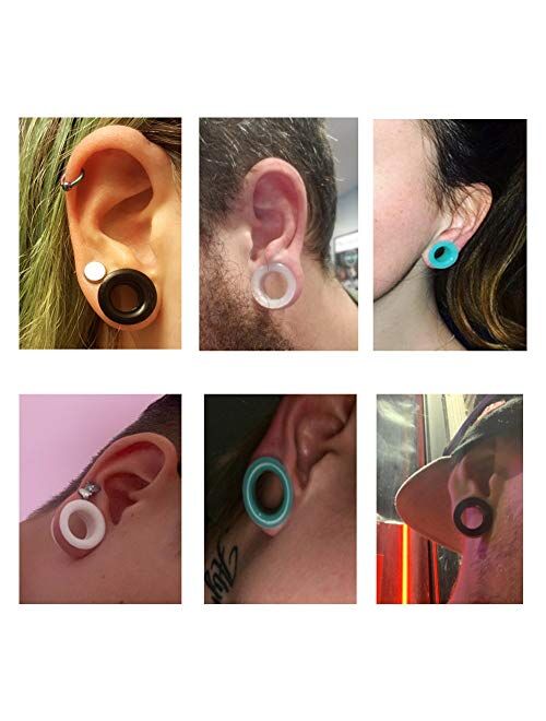 Oyaface 24pcs Silicone Ear Gauges Flesh Tunnels Plugs Stretchers Expander Ear Piercing Jewelry 2g-3/4 Mixed Color Set 