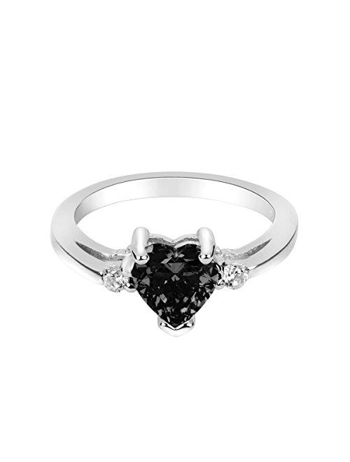 CloseoutWarehouse Cubic Zirconia Heart Promise Ring Sterling Silver (Color Options Size 3-15)