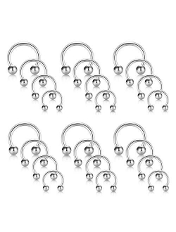 14G 16G 18G 20G Surgical Steel Nose Septum Horseshoe Hoop Eyebrow Lip Navel Belly Nipple Piercing Ring 8mm 10mm Helix Tragus Daith Rook Earrings w Replacement Spi