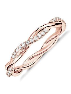 PAVOI 14K Gold Plated Rings Cubic Zirconia Love Ring Gold Rings for Women 4mm Stackable Rings for Women