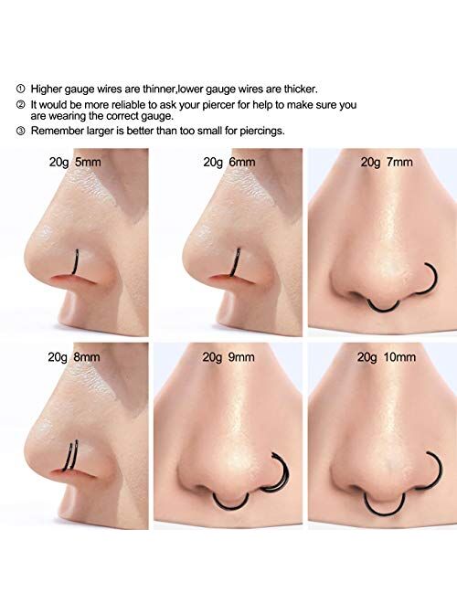 Buy 316L Surgical Stainless Steel Hypoallergenic Hinged Nose Ring 