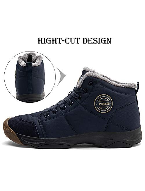 UPSOLO Mens Winter Trekking Snow Boots Water Resistant Shoes Anti-Slip Fully Fur Lined Casual Lightweight Hiking Boots