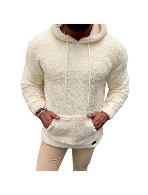 Men's Winter Warm Hoodie Fluffy Men's Hoodie Fleece Hooded Jacket Ladies Sweatshirt Pullover