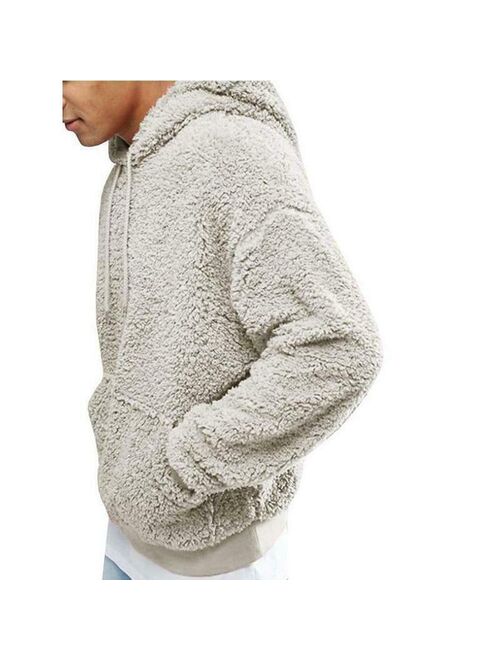 Fluffy Men's Hoodies Fleece Winter Warm Coat Hoodie Hooded Jacket Casual Sweatshirt