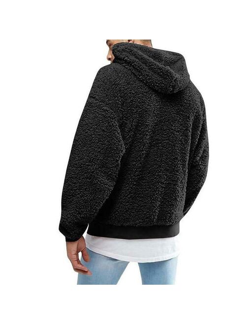 Fluffy Men's Hoodies Fleece Winter Warm Coat Hoodie Hooded Jacket Casual Sweatshirt