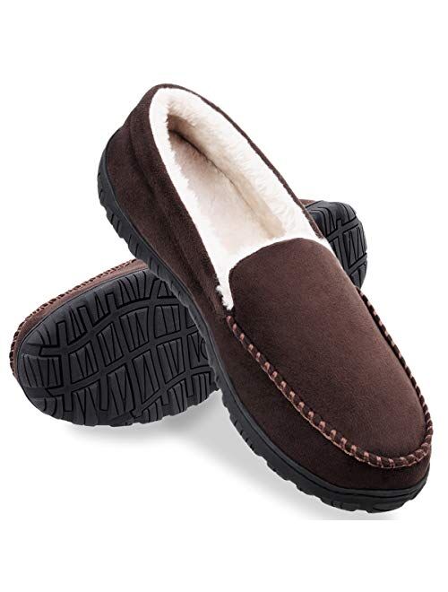 shoeslocker Men Slippers Indoor Outdoor Anti-Slip Slippers for Men Warm Plush
