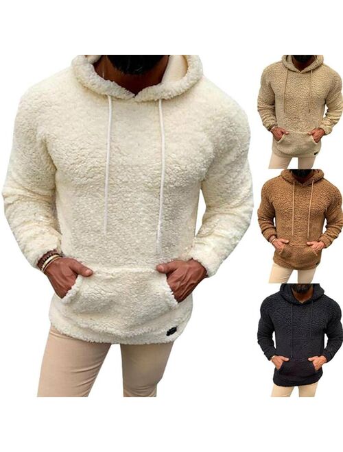 Fleece Fluffy Men's Hoodie Teddy Bear Hoodie Pullover Coat Hooded Thick Winter Soft Tops