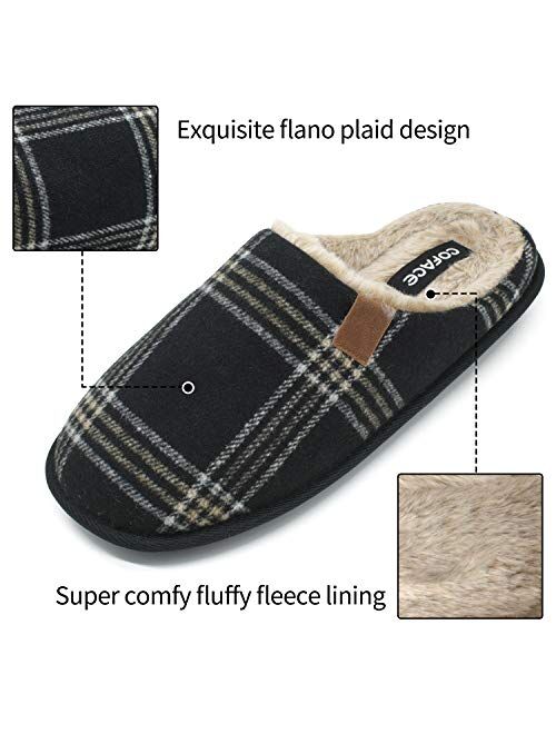 COFACE Mens Cozy Memory Foam Scuff slippers Slip On Warm House Shoes Indoor/Outdoor with Best Arch Surpport Size 7-13