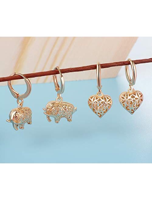 9/10/12 Pairs Gold Small Hoop Earrings Pack with Charm-Silver Mini Hoop Dangle Earrings with Charm- Huggie Hoop Earrings Set for Teen Girls And Women
