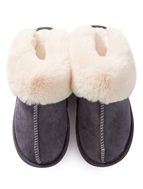Womens Slipper Memory Foam Fluffy Soft Warm Slip On House Slippers,Anti-Skid Cozy Plush for Indoor Outdoor