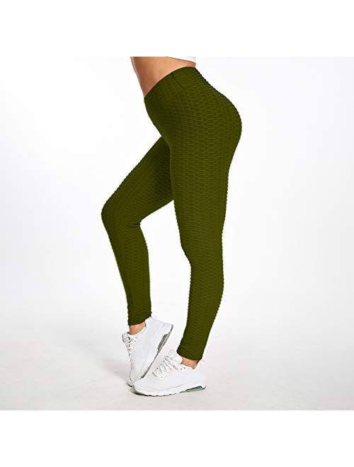 TikTok Leggings, High Waist Yoga Pants for Women Tummy Control Booty Bubble Hip Lifting Workout Running Tights