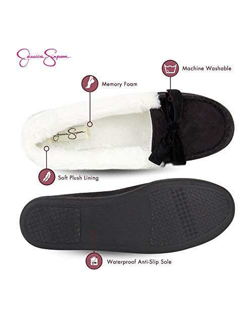 Jessica Simpson Women's Micro Suede Moccasin Indoor Outdoor Slipper Shoe