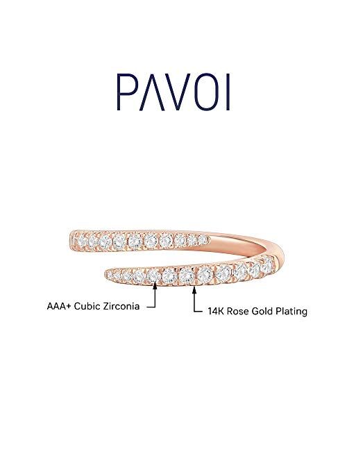 PAVOI 14K Gold Plated Sterling Silver Cubic Zirconia Open Twist Eternity Band for Women