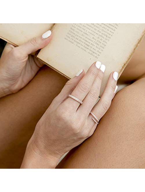 PAVOI 14K Gold Plated Sterling Silver Cubic Zirconia Open Twist Eternity Band for Women