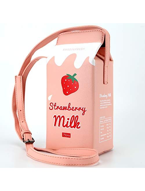 QiMing Chocolate Milk Box CrossBody Purse Bag,PU Phone Shoulder Wallet for Women Girl