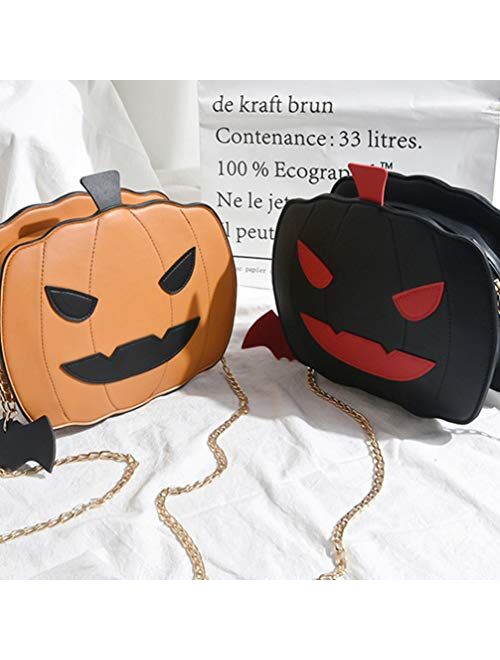 FENICAL Crossbody Bag Halloween Pumpkin Messenger Bag Devil Shoulder Chain Bag for Women Girls Kids (Black)