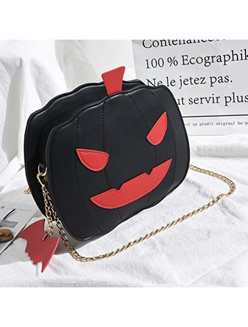 FENICAL Crossbody Bag Halloween Pumpkin Messenger Bag Devil Shoulder Chain Bag for Women Girls Kids (Black)