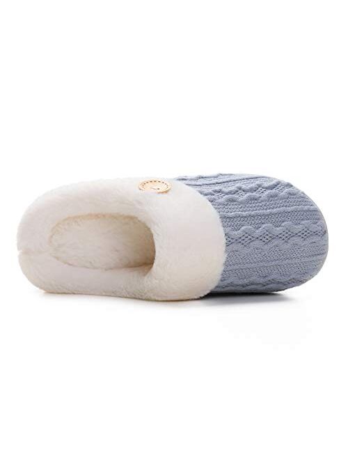 Vonluxe Women's Fuzzy House Slippers Comfy Memory Foam Bedroom Slippers Warm Slip On Light Shoes Outdoor Indoor Faux Fur Lined