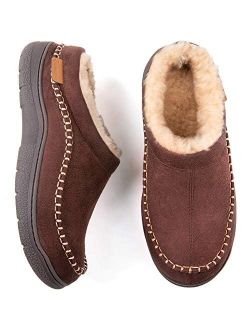 Zigzagger Men's Fuzzy Microsuede Moccasin Style Slippers Indoor/Outdoor Fluffy House