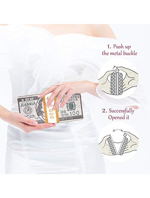 Stack of Cash Dollars Crystal Clutch Purses Women Diamond Evening Bags Party Cocktail Rhinestone Handbags Wedding Dinner Bag