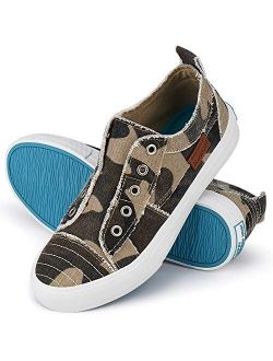 Women Canvas Sneakers Slip On Shoes Low Tops Casual Walking Shoes Comfortable