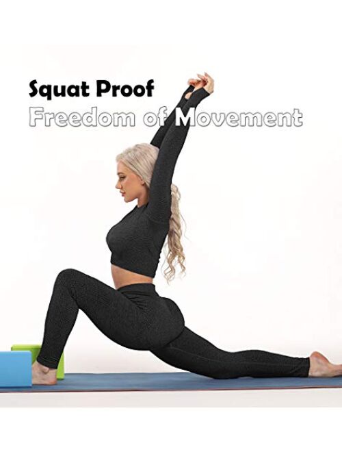 SEASUM Womens High Waist Seamless Leggings Workout Yoga Stretch Pants Butt Lift Tummy Control Tights