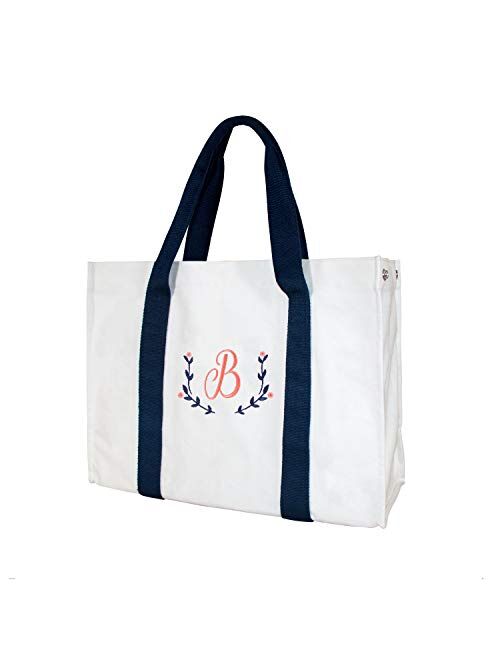 ElegantPark Monogrammed Gifts for Women Personalized Embroidered Monogram Initial Bag Tote