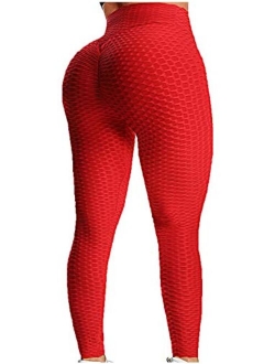 Ruched Butt Lifting High Waist Textured Yoga Pants Tummy Control Workout Leggings