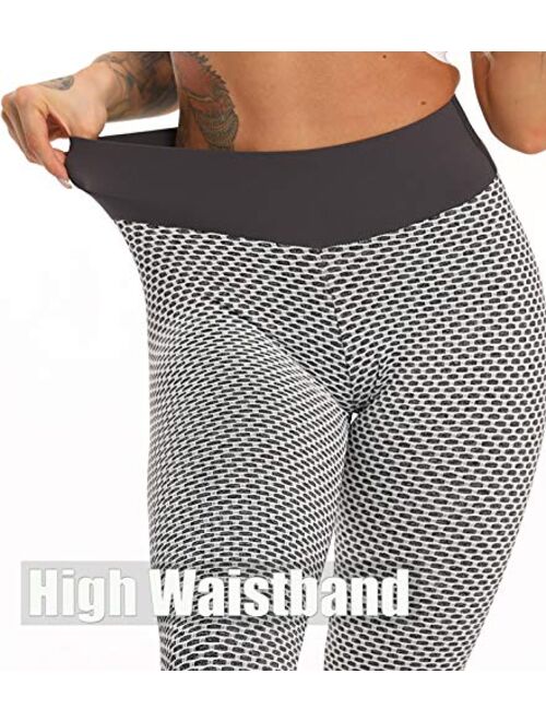 SEASUM Ruched Butt Lifting High Waist Textured Yoga Pants Tummy Control Workout Leggings