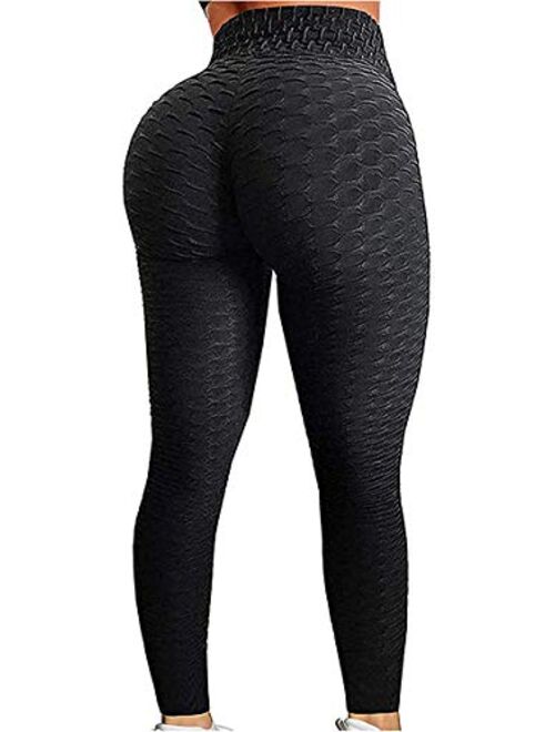 SEASUM Ruched Butt Lifting High Waist Textured Yoga Pants Tummy Control Workout Leggings