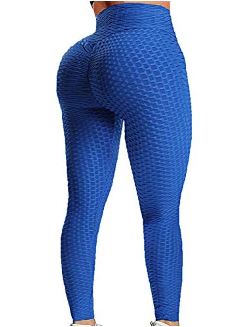 SEASUM Ruched Butt Lifting High Waist Textured Yoga Pants Tummy Control Workout Leggings