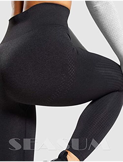 Seasum Women High Waisted Leggings Seamless Workout Yoga Pants Butt Lift Tummy Control