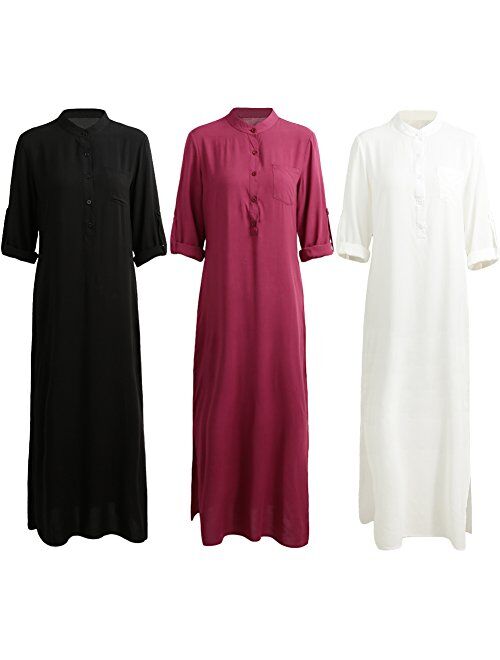 Romacci Women Shirt Dress Long Button-Down Shirts Blouse Dress Retro Casual Long Sleeve Maxi Loose Fit