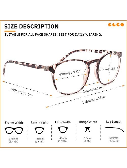 IBOANN 3 Pack Blue Light Blocking Glasses Women/Men, Round Fashion Retro Frame, Vintage Fake Eyeglasses with Clear Lens