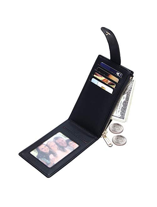 Badiya RFID Card Holder Wallet for Women Slim Bifold Zipper Card Cases Money Organizers